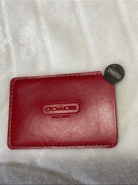 Coach Red Leather TRAVEL MIRROR not a wallet